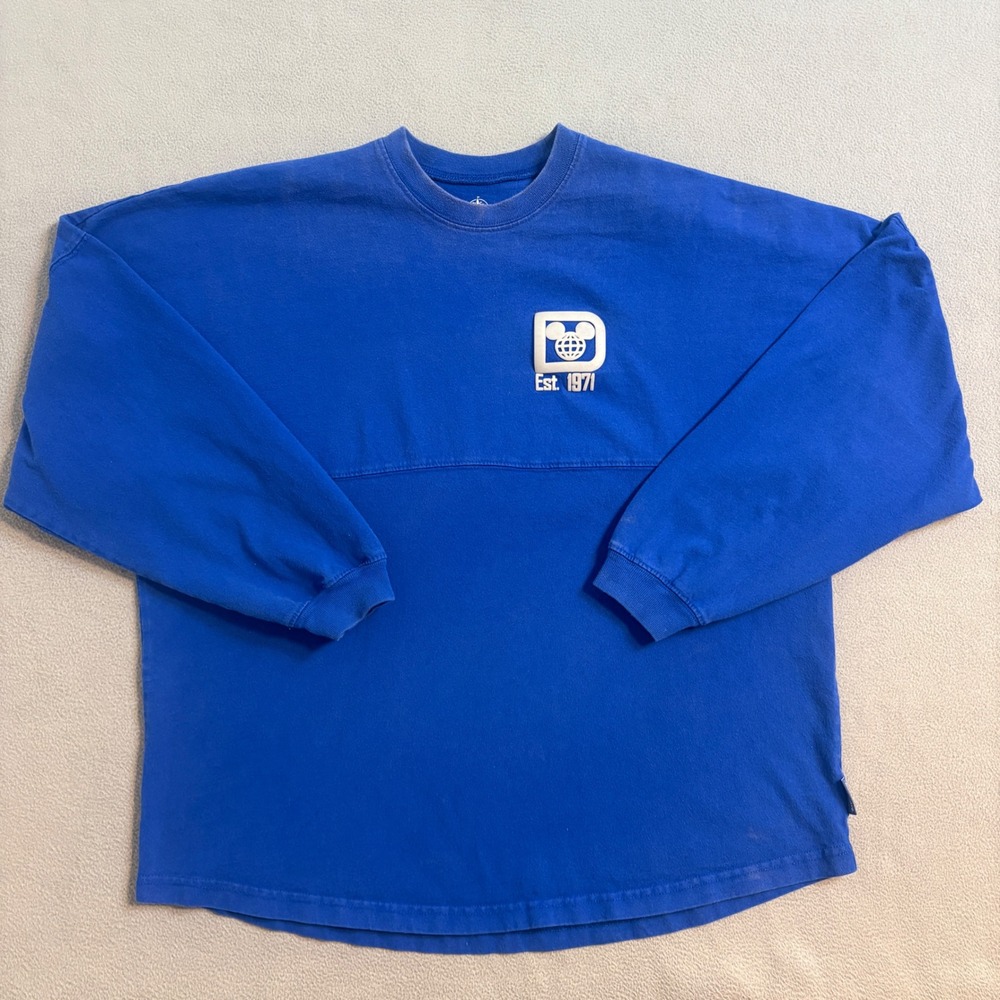 Disney Parks Walt Disney World Spirit Jersey Large Blue Est 1971 Puff Print